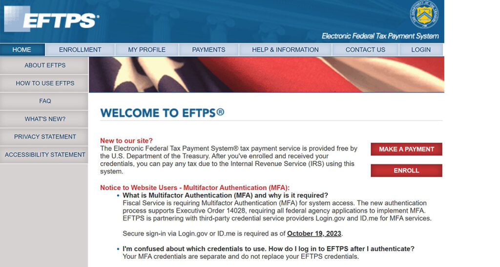 EFTPS - Make Secure Tax Payments